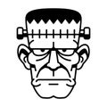 Vector Retro Cartoon Funny Frankenstein Head Isolated Royalty Free Stock Photo