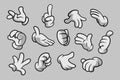 Retro Cartoon Gloved Hands Gestures. Cartoon Hands with Gloves Icon Set Isolated. Vector Clipart - Parts of Body, Arms