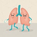 Retro cartoon of human lungs characters