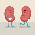 Retro cartoon of 2 kidneys