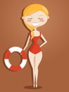 Retro cartoon lifeguard