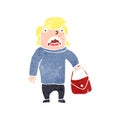 retro cartoon man carrying handbag Royalty Free Stock Photo