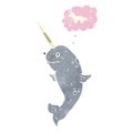 retro cartoon narwhal