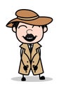 Laughing Face - Retro Cartoon Police Agent Detective Vector Illustration