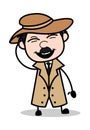 Laughing on Joke - Retro Cartoon Police Agent Detective Vector Illustration