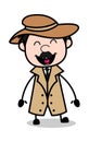 Laughing Loudly - Retro Cartoon Police Agent Detective Vector Illustration