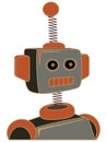 Retro cartoon robot portrait chunky lines