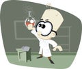 Retro Cartoon Science Professor with glass bowl