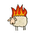 retro cartoon sheep on fire