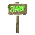 retro cartoon start sign