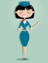 Retro cartoon stewardess