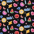 Retro cartoon sticker pattern in flat design Royalty Free Stock Photo