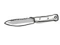 Serrated Farmers Dagger Garden Tool Cartoon Retro Drawing