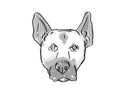 Belgian Malinois Dog Breed Cartoon Retro Drawing