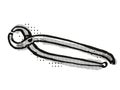 Pincers Woodworking Hand Tool Cartoon Retro Drawing