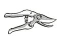 Secateurs Garden Tool Cartoon Retro Drawing