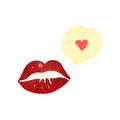 retro cartoon talking lips with love heart