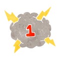 retro cartoon thundercloud with number Royalty Free Stock Photo