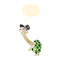 retro cartoon tortoise man with thought bubble