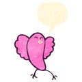 retro cartoon tweeting pink bird