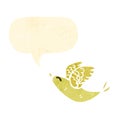 retro cartoon tweeting yellow bird