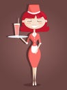 Retro cartoon waitress