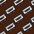 1042 retro cassette, Seamless pattern in retro style with audio cassettes, ornament for wallpaper and fabric