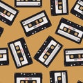 1044 retro cassette, Seamless pattern in retro style with audio cassettes, ornament for wallpaper and fabric