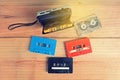 Retro cassette tape Colorful and Portable tape player Royalty Free Stock Photo