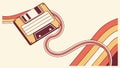Retro Cassette Tape with Dynamic Stripes Vector Illustration, vector design Generative AI Royalty Free Stock Photo