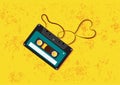 Retro cassette tape isolated on yellow background Royalty Free Stock Photo