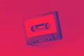 Retro cassette tape. top view. duotone style Royalty Free Stock Photo