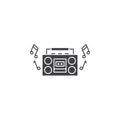 Retro cassette tape recorder vector icon symbol isolated on white background Royalty Free Stock Photo