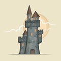 Retro Castle color sketch. Vector illustration.