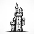Retro Castle sketch. Vector illustration.