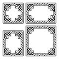 Irish Celtic vector corners design set, braided frame patterns - greeting card and invititon design elements Royalty Free Stock Photo