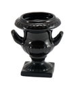 Retro ceramic black vase two handle isolated white Royalty Free Stock Photo