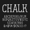 Retro chalk board alphabet font. Letters and numbers and symbols. Royalty Free Stock Photo
