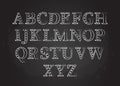 Retro chalk style abc font vector illustration