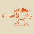 Barbeque Grill Character, Retro Mascot Character