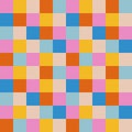 Retro checked colourful pattern. Abstract geometric multicolored seamless. Mosaic background in 60s style. Geometric bright square Royalty Free Stock Photo