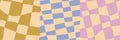 Retro checkerboard background for print design. Geometric background. Psychedelic retro checkerboard. Abstract vector