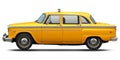 Retro checkered New York yellow taxi side view. Royalty Free Stock Photo