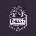 Retro Cheese illustration. Fast food logo design.Vintage cooking badge. Royalty Free Stock Photo