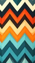Retro Chevron Pattern In Teal Orange Cream Black And White Geometric Design Royalty Free Stock Photo
