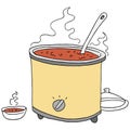 Retro chili crockpot drawing Royalty Free Stock Photo