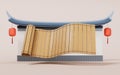 Retro Chinese acient bamboo slip, 3d rendering