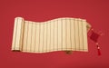 Retro Chinese acient bamboo slip, 3d rendering