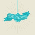 Retro Christmas background with hanging bauble Royalty Free Stock Photo