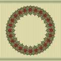 Retro Christmas background with a wreath of holly.